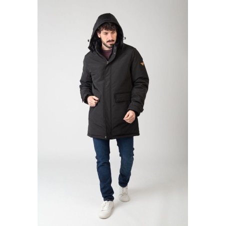 PARKA LARGA ACOLCHADA CON CAPUCHA