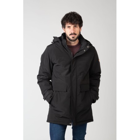 PARKA LARGA ACOLCHADA CON CAPUCHA