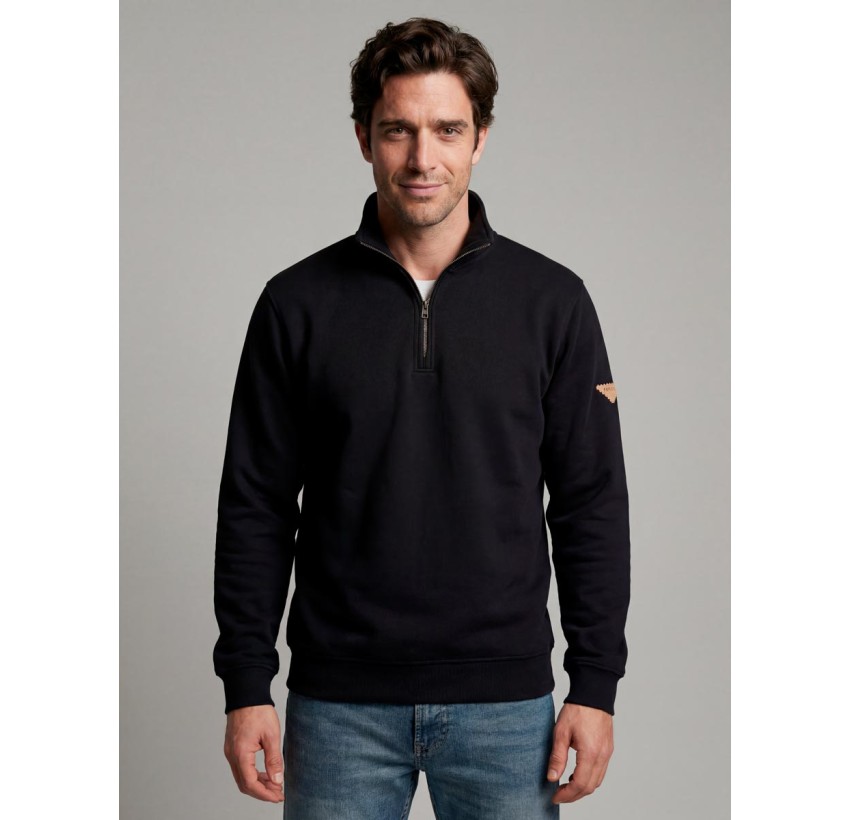 BASIC HALF- ZIP UP SWEATSHIRT WITH HIGH COLLAR