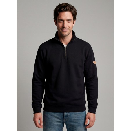 BASIC HALF- ZIP UP SWEATSHIRT WITH HIGH COLLAR