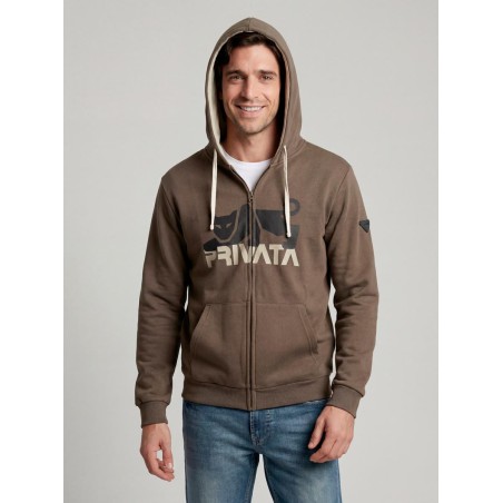 BROWN PRIVATA ZIP -UP HOODIE